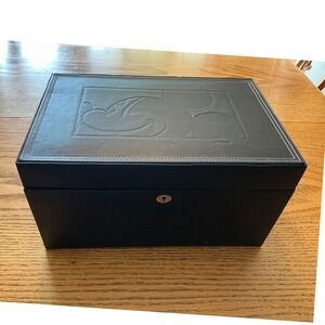 Disney Mickey Mouse Black Leather Jewelry Box Organizer Mirror Lock Key (2)